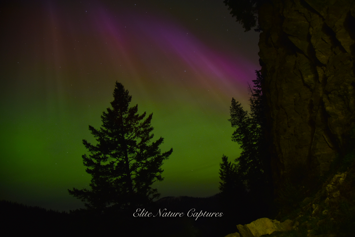 Northern lights in mountains of Washington state